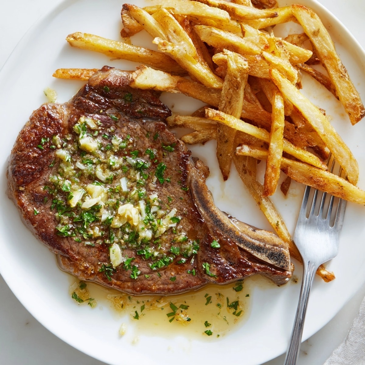 Golden fries and sizzling Steakhouse Garlic Butter Steak, ready to enjoy in under an hour.