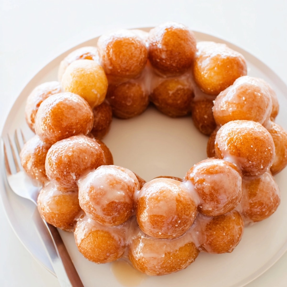 Golden, freshly fried chewy mochi donuts, glazed to perfection, ready for a delightful treat.