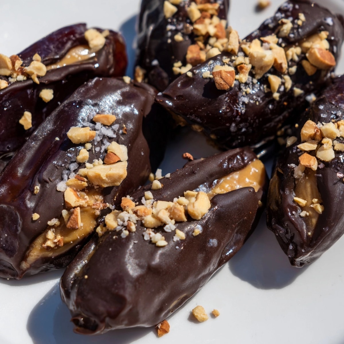 Easy Chocolate Peanut Butter Dates: a close-up of a delightful chocolate-covered snack.