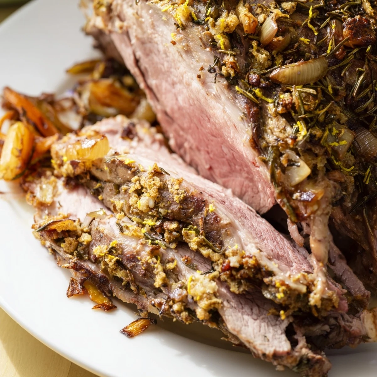 Succulent roasted garlic lamb
