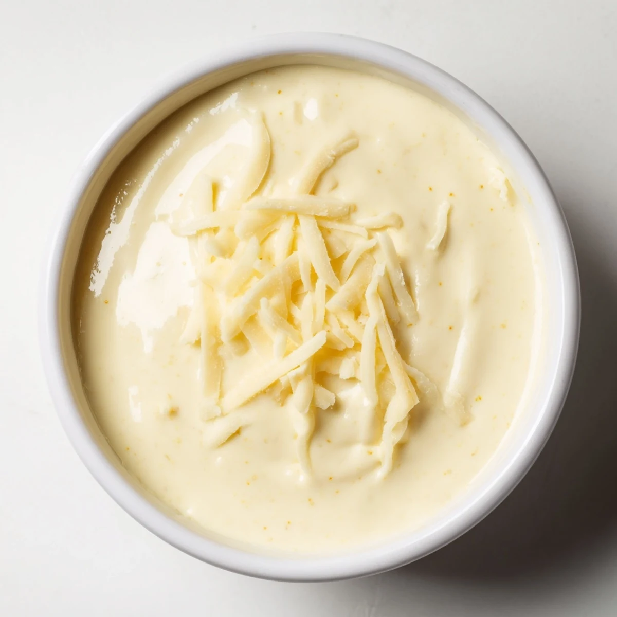 Hot, luscious creamy cheese sauce, ready to be ladled over steamed broccoli or cauliflower.