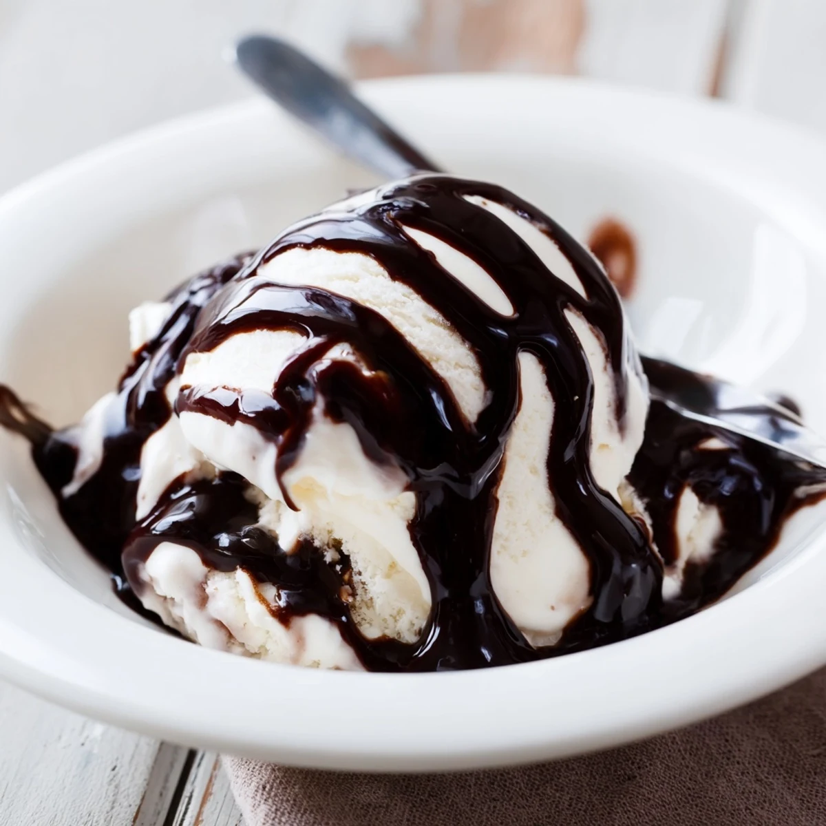 Homemade chocolate syrup, thick and dark, glistening in a glass jar, ready to use.