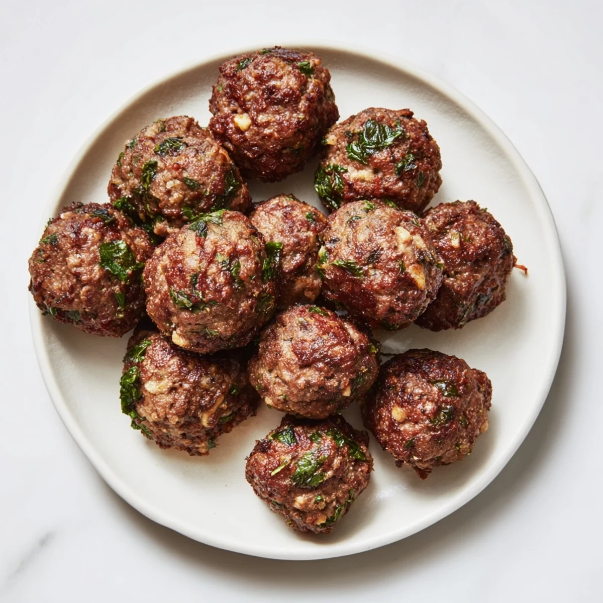 A close-up view of freshly cooked Spiced Lamb Meatballs, showcasing their juicy texture and delicious aroma.