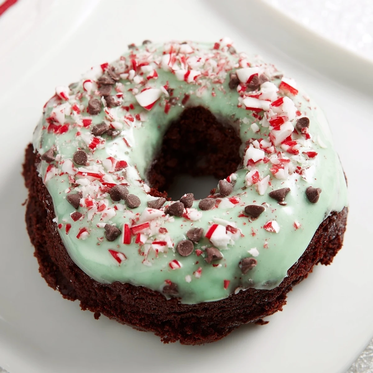 A plate of Peppermint Mocha Donuts, perfect for a festive occasion or sweet treat!