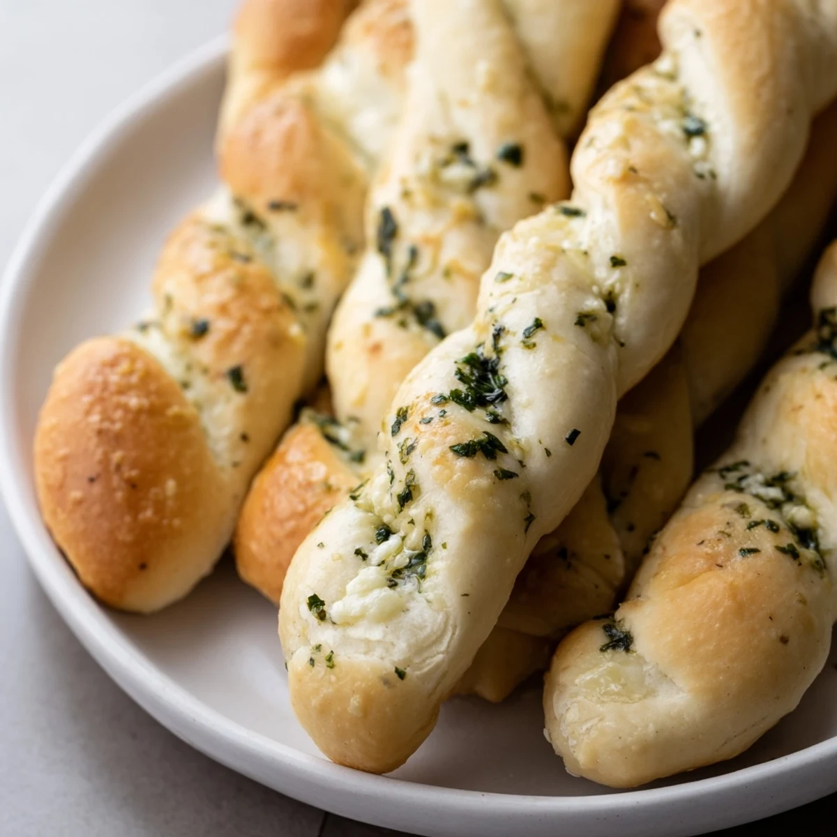Freshly baked Garlic Herb Breadsticks with visible herbs, ideal alongside a warm bowl of pasta tonight.