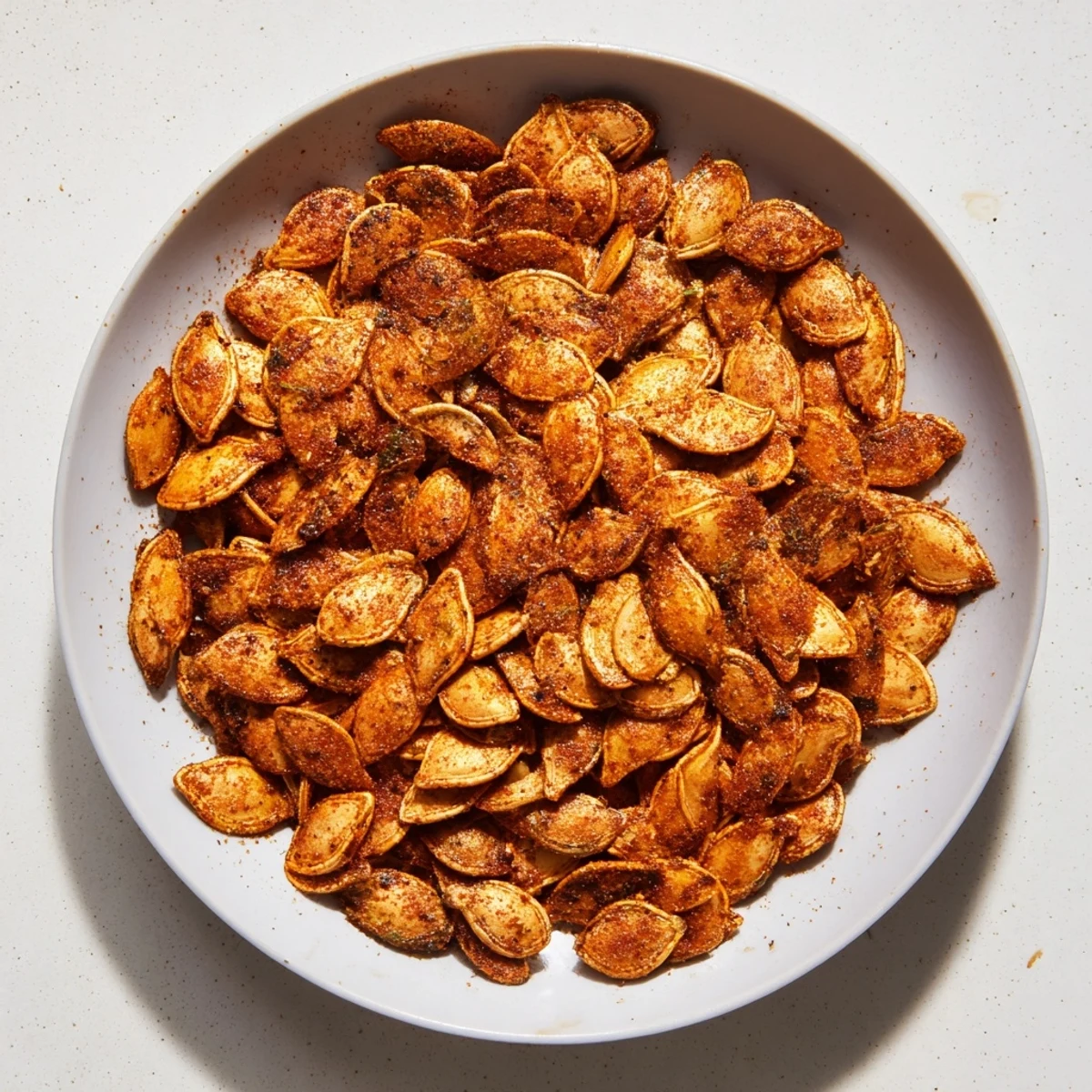 Golden, crispy Spiced Roasted Pumpkin Seeds, perfectly seasoned and ready for a savory snack.