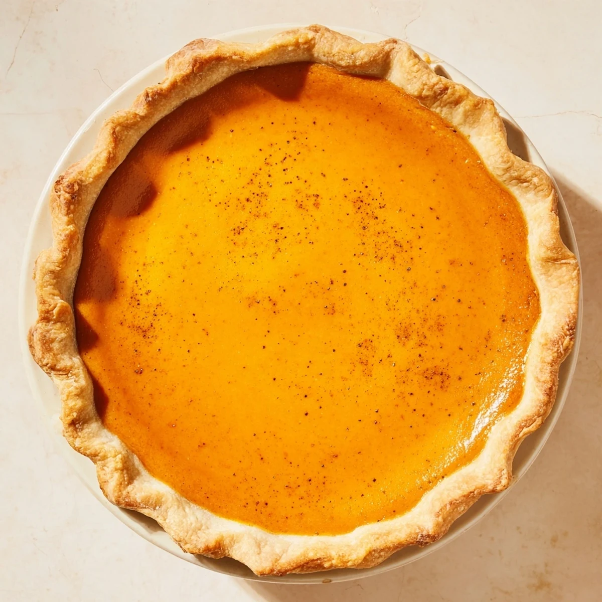Smooth, spiced pumpkin pie, served with a dollop of whipped cream, an American classic.