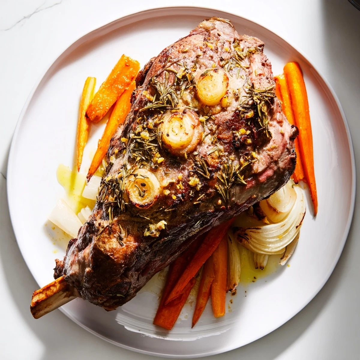 Juicy, golden-brown roast lamb with herbs, a stunning centerpiece for a holiday dinner.