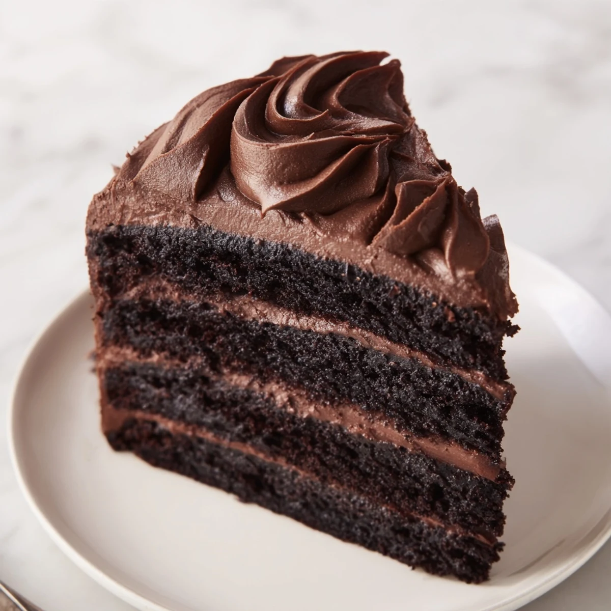A layered chocolate cake with rich frosting, perfect for any special occasion.