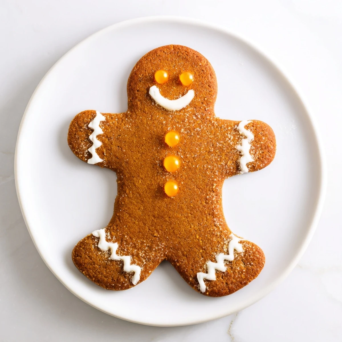 Warmly spiced gingerbread man cookies, frosted with a sweet icing, ready to decorate and eat.