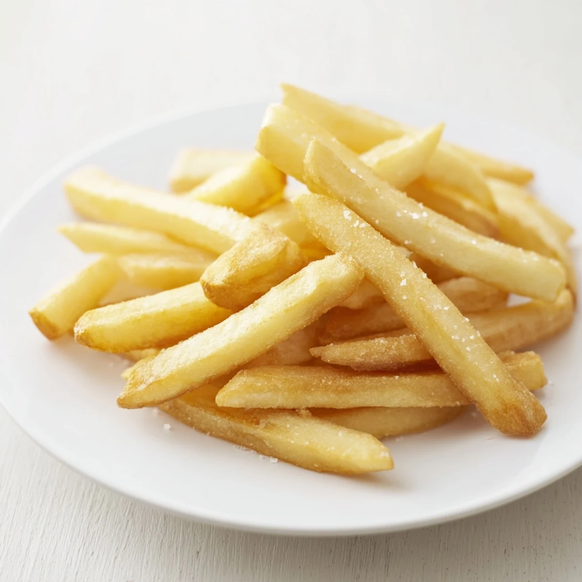 Picture perfectly cooked French fries: steaming hot and salted, a classic side dish everyone loves.