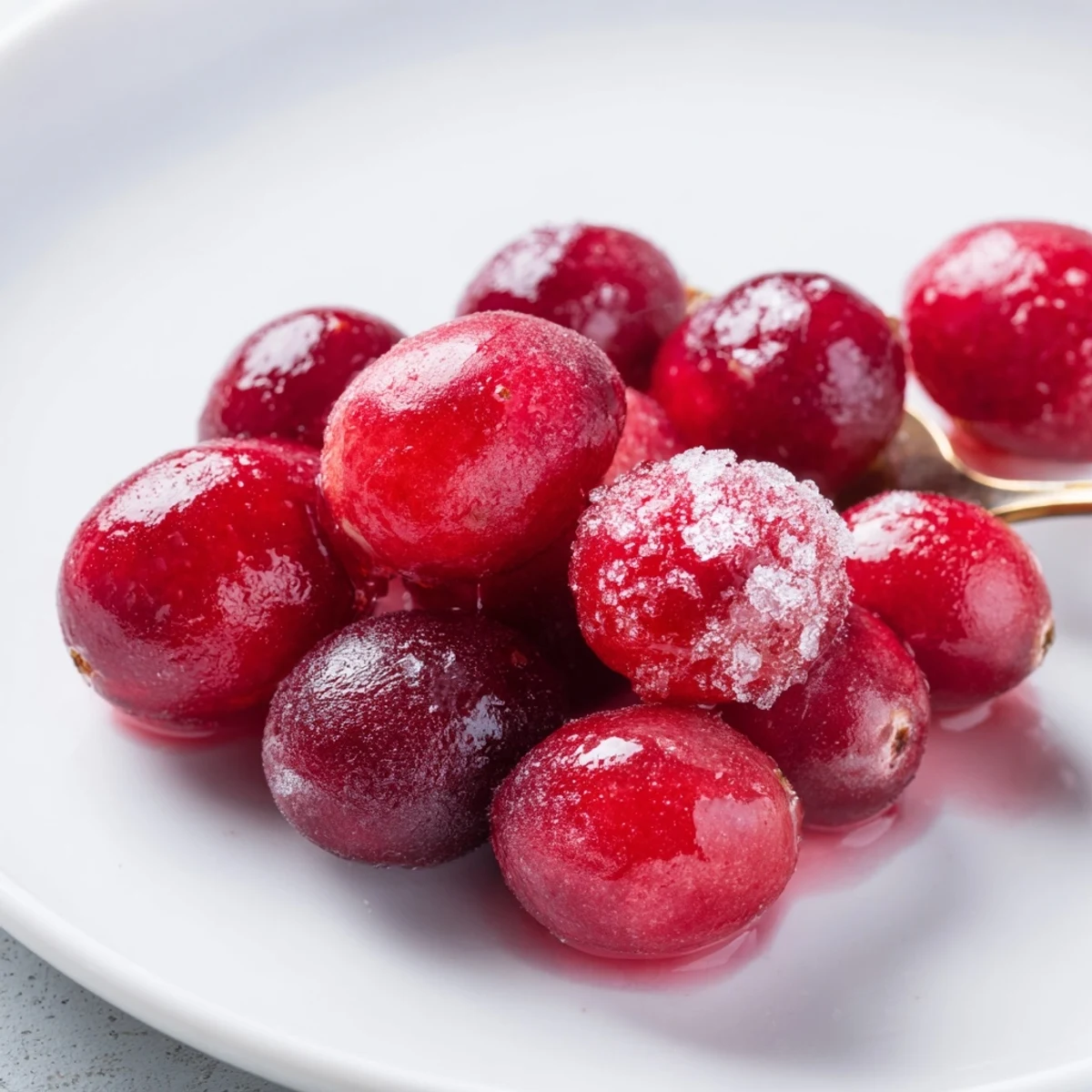 Vibrant red Garnish Cranberry, sugared and glistening, ready to elevate a holiday cocktail.