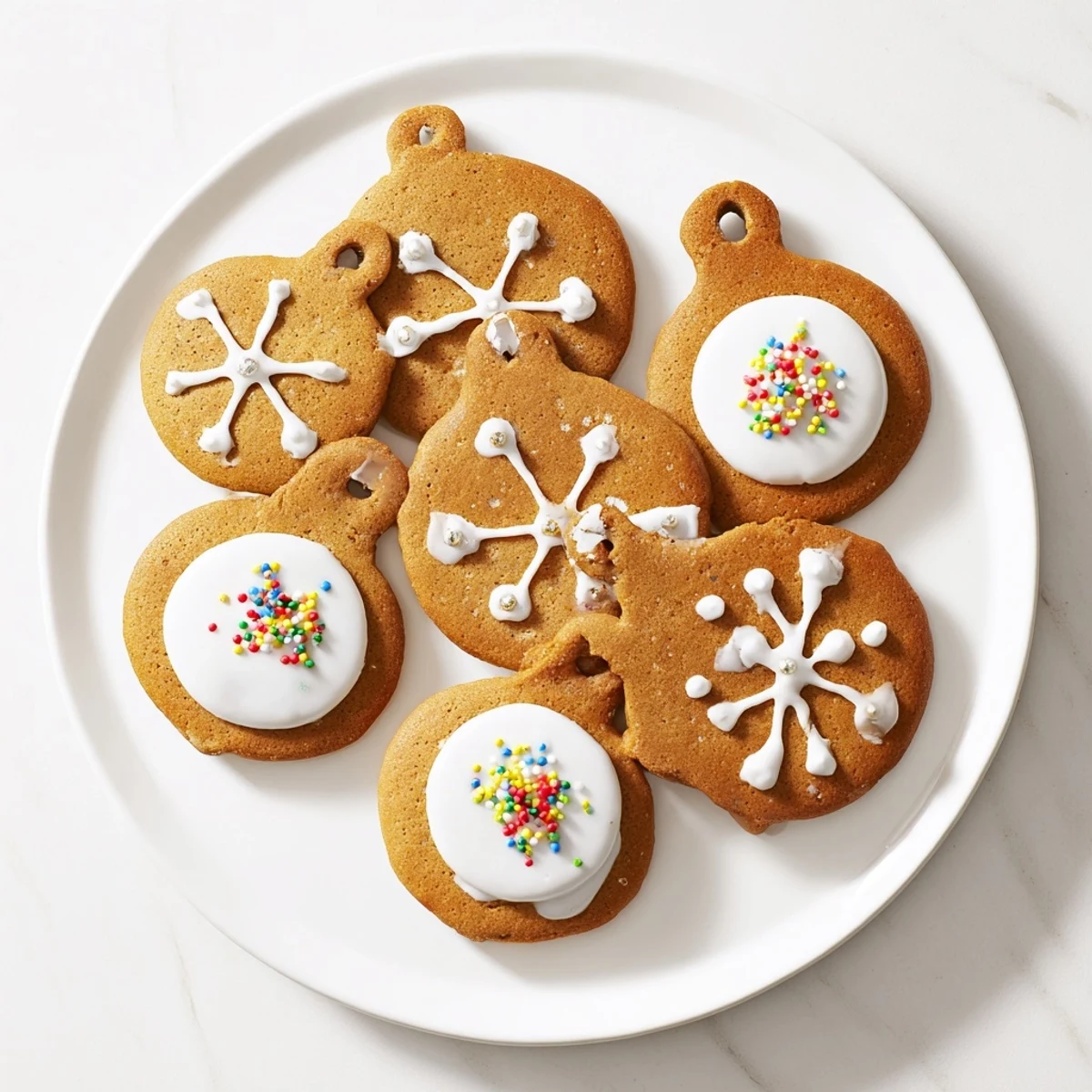 Close-up of freshly baked ornament gingerbread, golden-brown and ready for delightful holiday decorating fun.