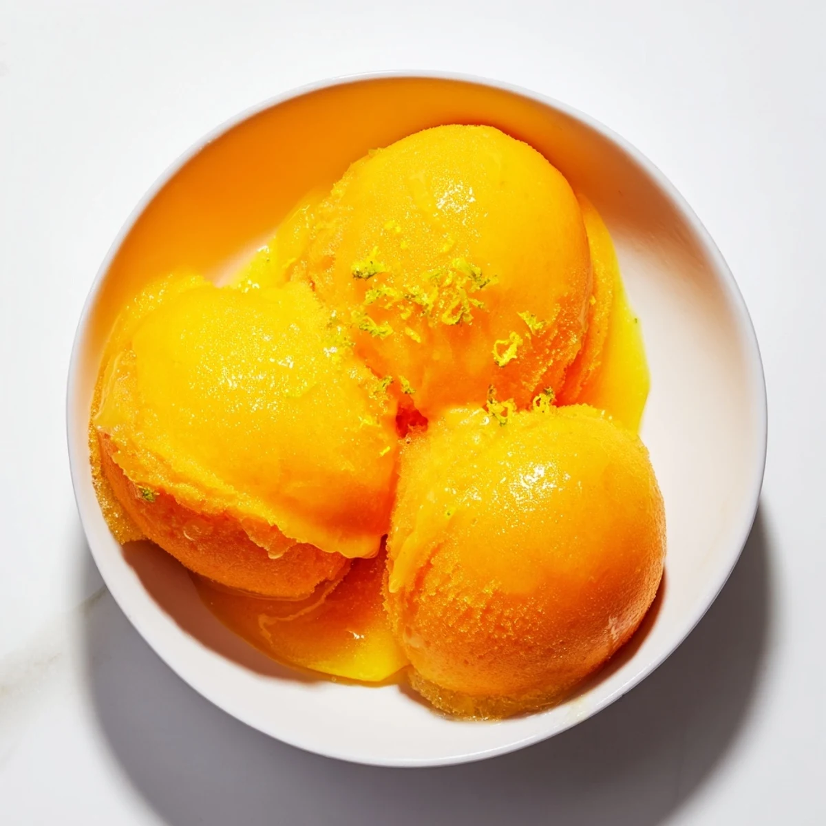 Vibrantly colored Citrus Sorbet, a perfect bright dessert, beautifully refreshing on a hot day.