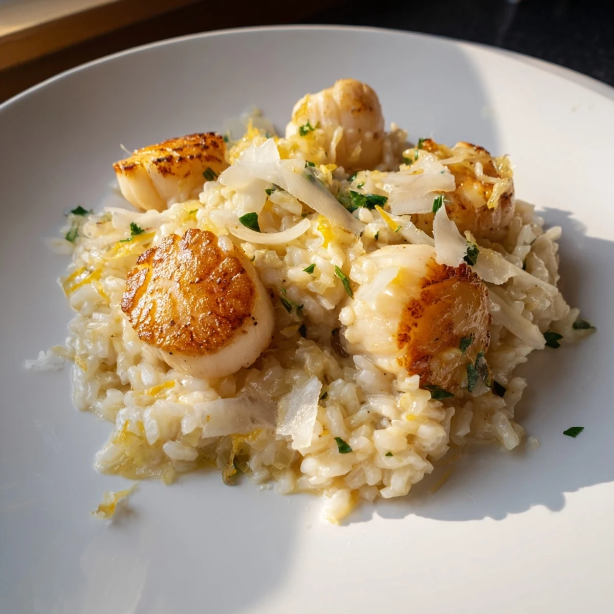 Lemon Garlic Scallops Risotto