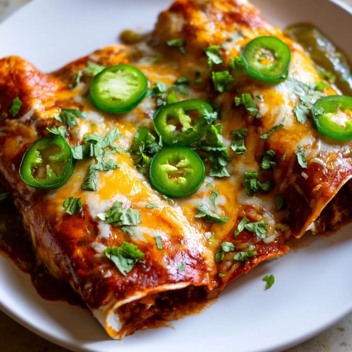 These flavorful Beef Enchiladas with Green Sauce are filled with tender beef and a spicy green sauce.