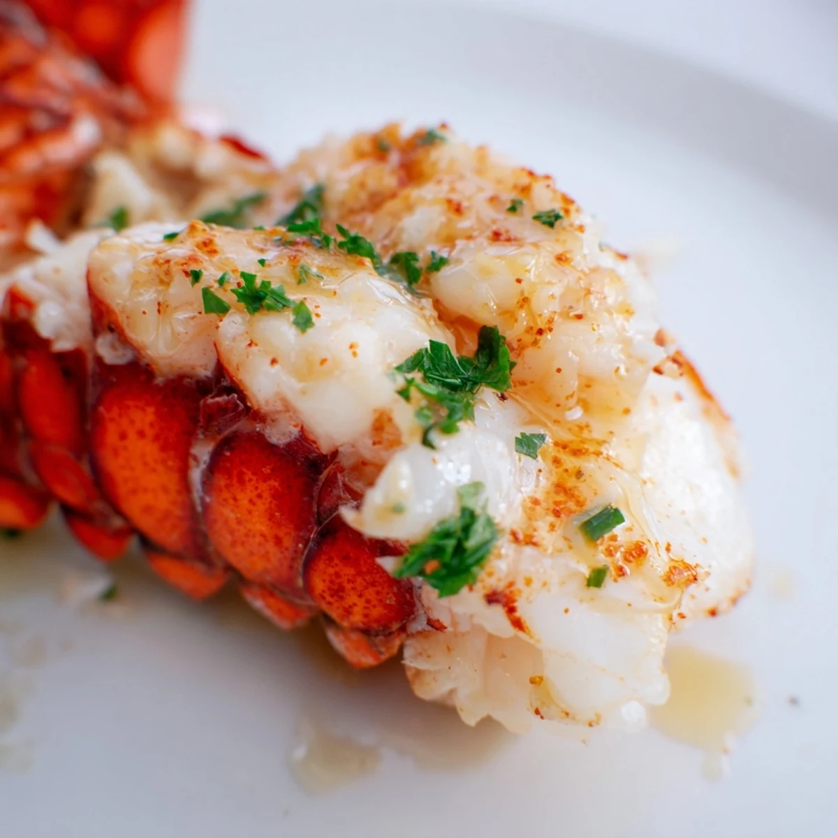Plated Garlic Butter Lobster Tails served over fluffy rice with a side of steamed vegetables and extra lemon wedges.
