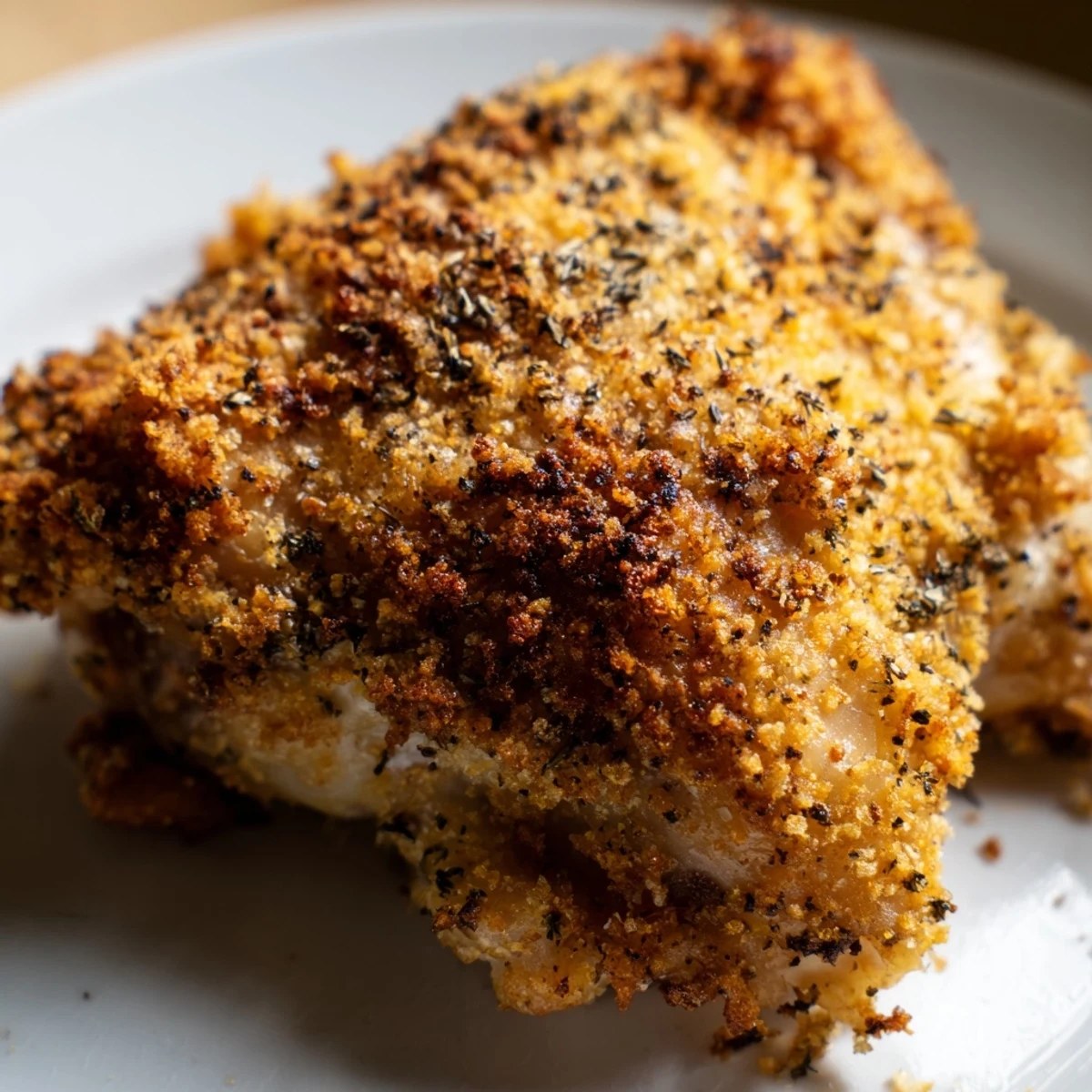 Golden-brown Crispy Supper Chicken thighs and drumsticks fresh from the oven, glistening with olive oil.