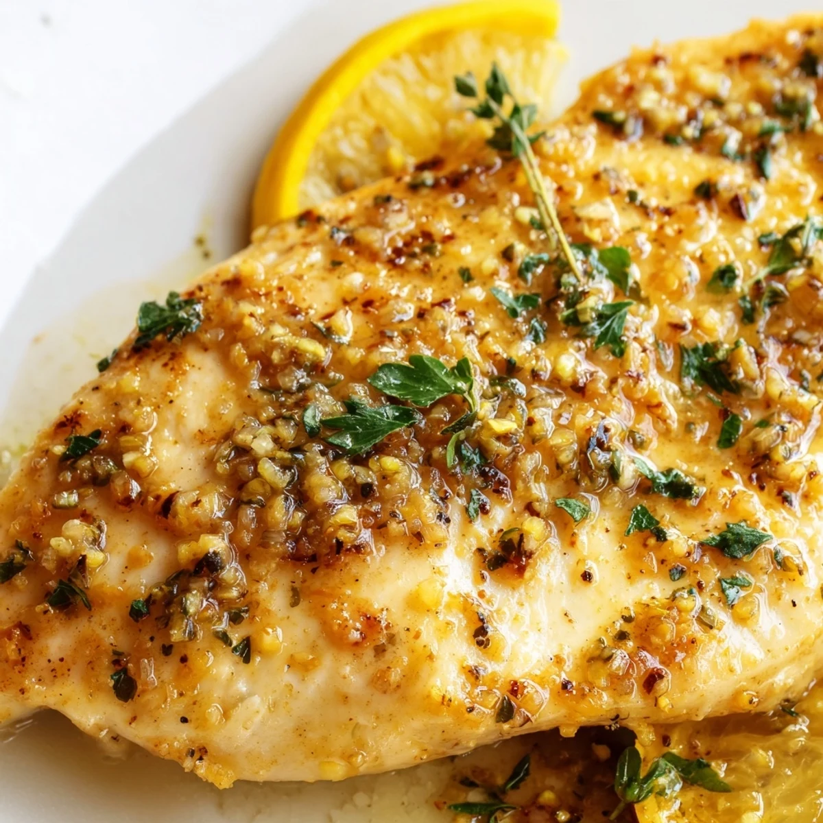 Tender Lemon Supper Chicken served over fluffy white rice with fresh parsley and lemon slices for a vibrant meal.