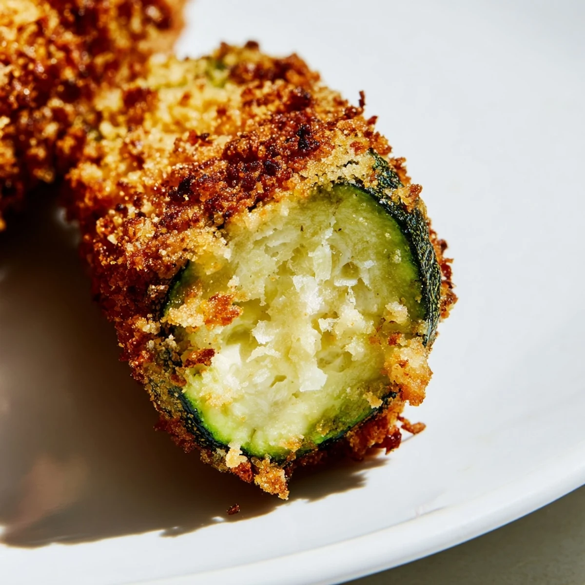 Baked Crispy Zucchini Fries with a crunchy panko-Parmesan coating, served hot for a healthy side dish.