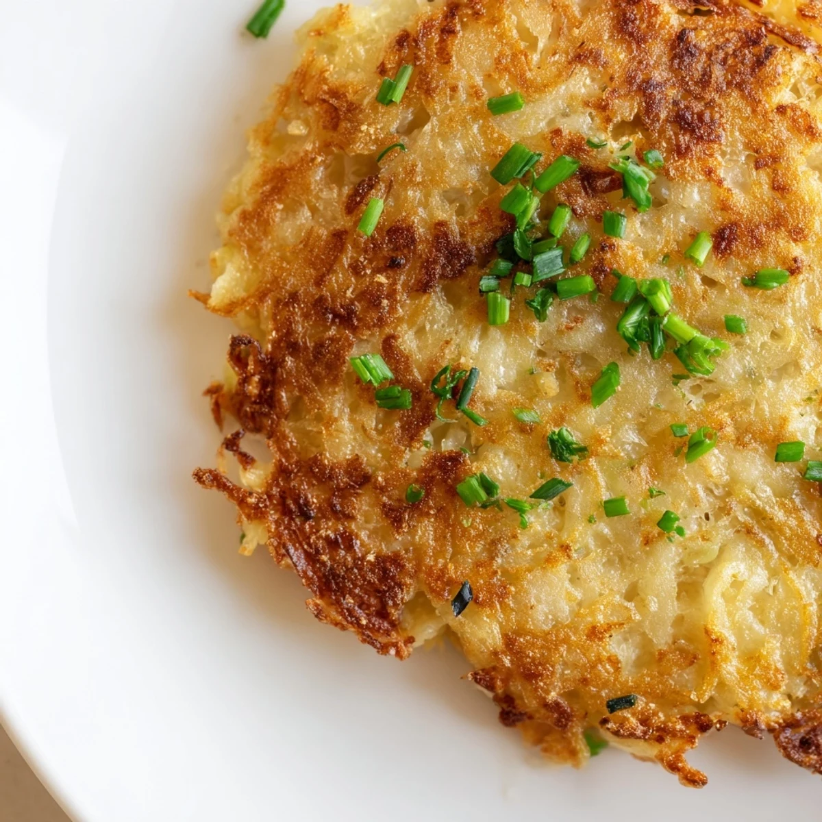 A platter of fluffy Irish Boxty Potato Pancakes garnished with fresh green chives.