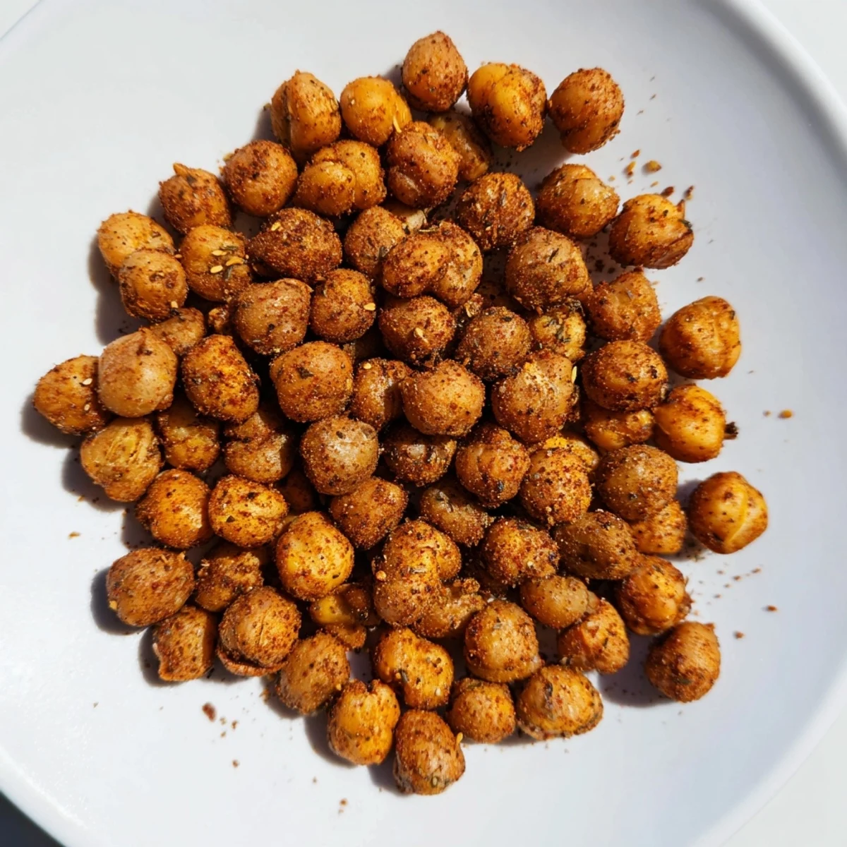A bowl of Cajun Spiced Roasted Chickpeas sprinkled with fresh herbs, great for salad toppings.