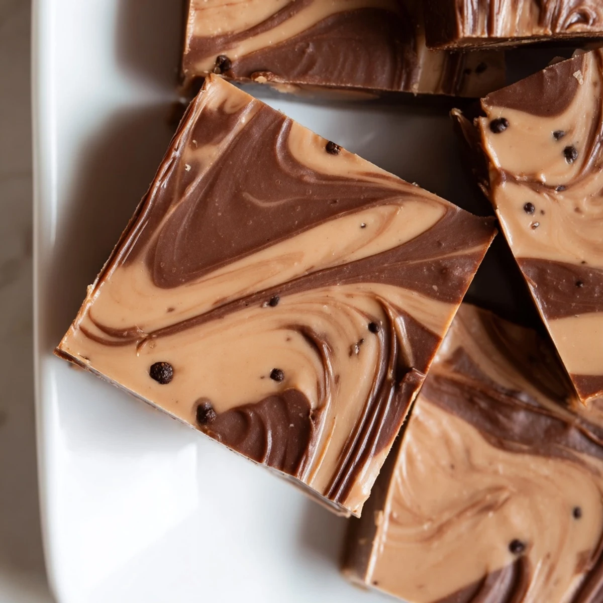 Individually wrapped Irish Cream Fudge pieces tied with green ribbon, perfect for homemade St. Patrick's Day gifts.