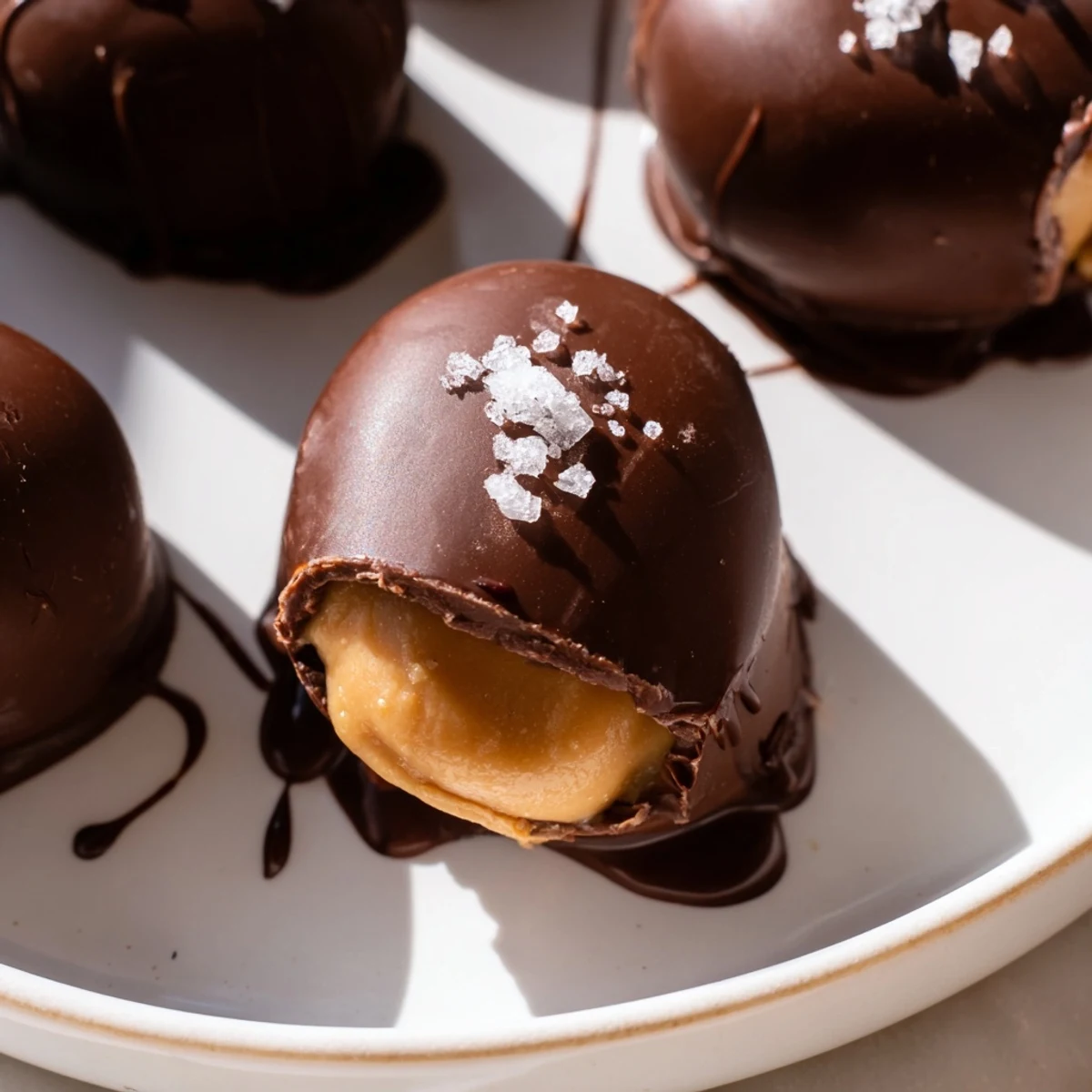 Hand-shaped chocolate peanut butter eggs on a cooling rack, showing rich chocolate coating and soft center, ideal for easy homemade dessert recipes.