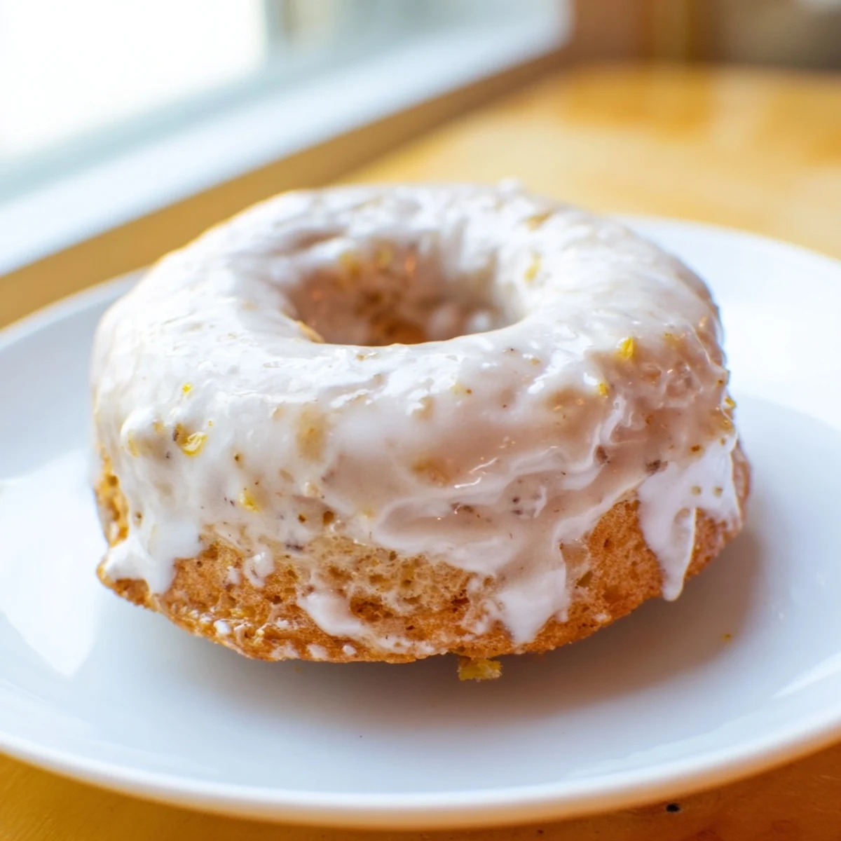 Golden baked banana bread donuts with a moist crumb texture, topped with a sweet vanilla glaze.