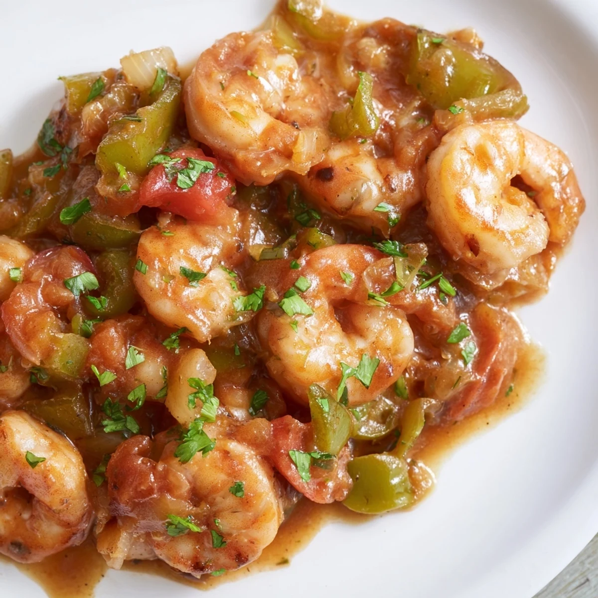 Bubba Gump Shrimp New Orleans glistens in a bowl with fresh parsley and rice.  