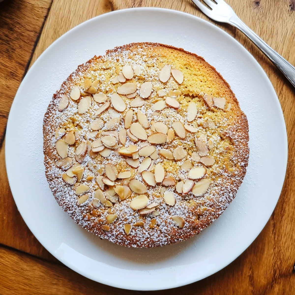 Fresh almond cake served with a cup of tea and fresh berries for an afternoon dessert pairing.