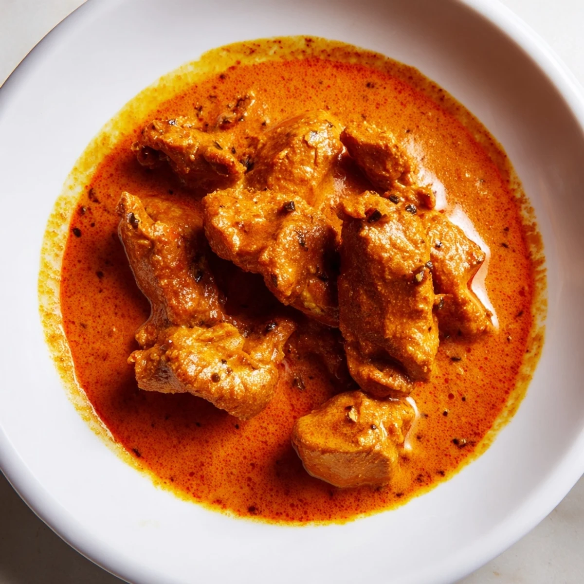 Perfectly plated 5 Ingredient Keto Butter Chicken served over fluffy cauliflower rice with fresh cilantro garnish for a low-carb dinner.  