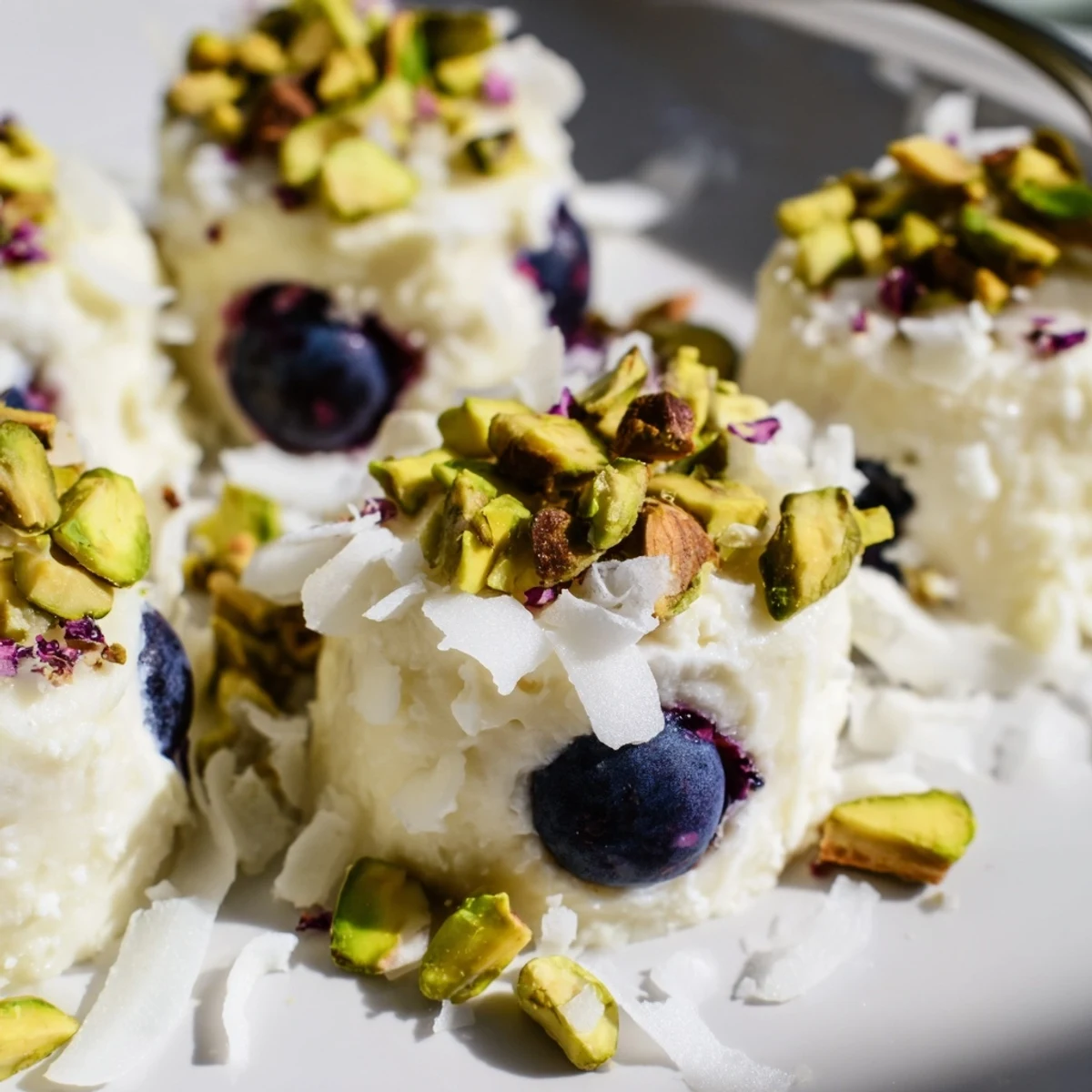 Blueberry Greek Yogurt Bites served in a bowl, perfect for a refreshing, gluten-free snack.