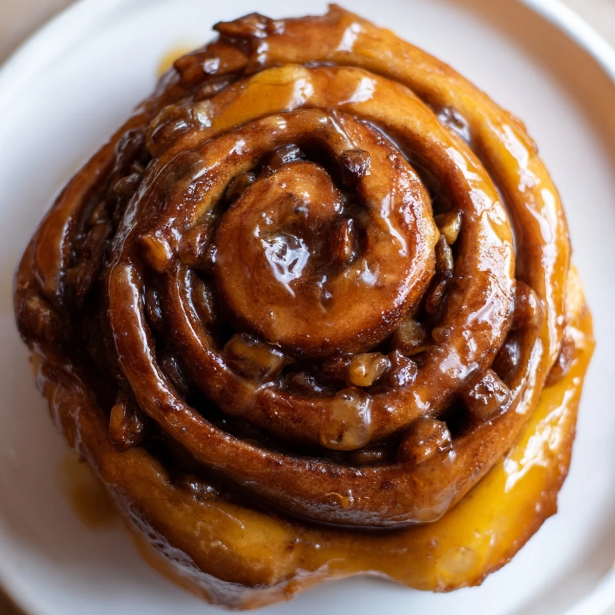 Golden brown Vietnamese cinnamon date sticky buns dripping with warm honey brown sugar glaze