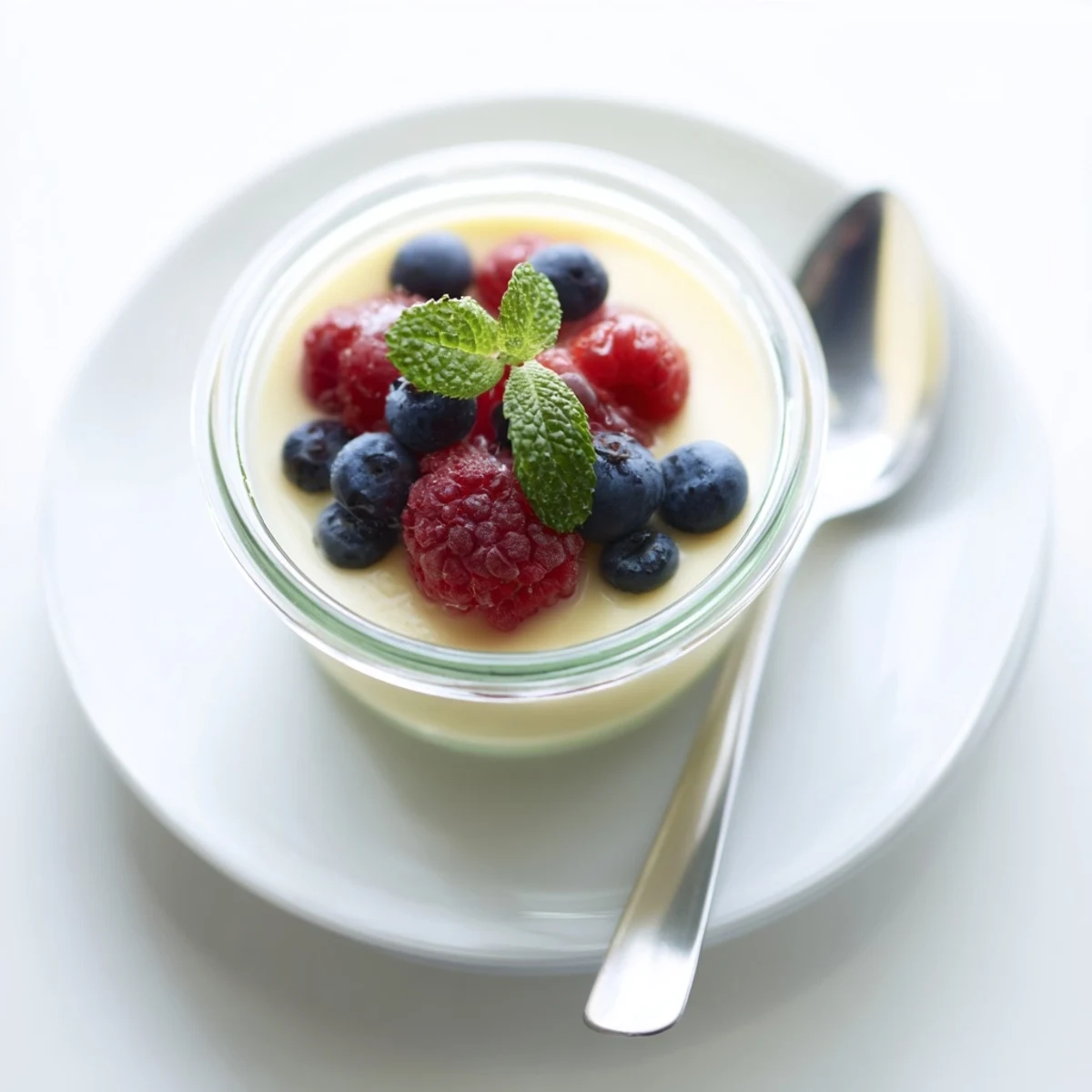Silky smooth lemon posset set in clear serving dishes with a vibrant yellow custard-like texture