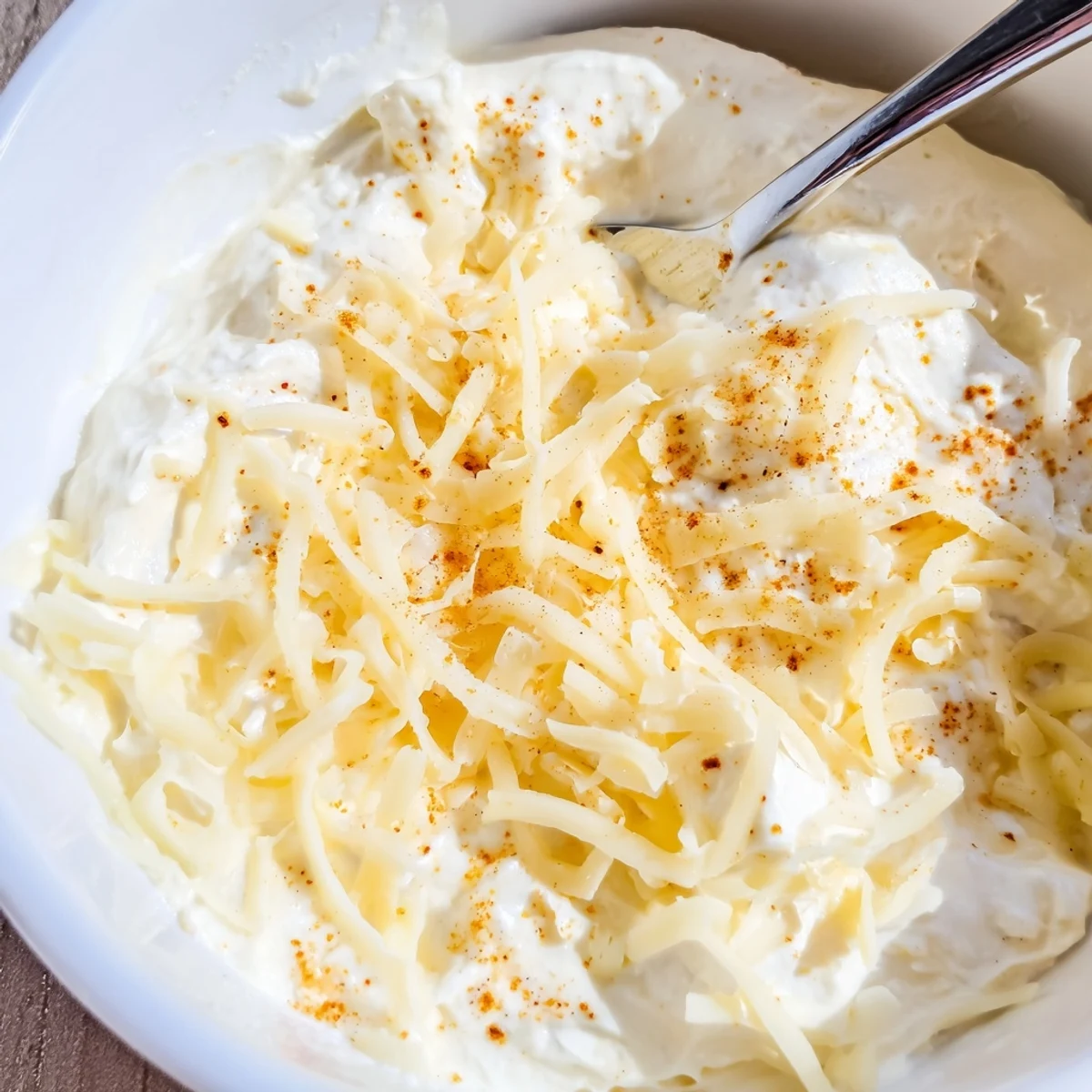 Creamy cheese dip for pretzels served alongside warm, salted soft pretzels on a wooden board