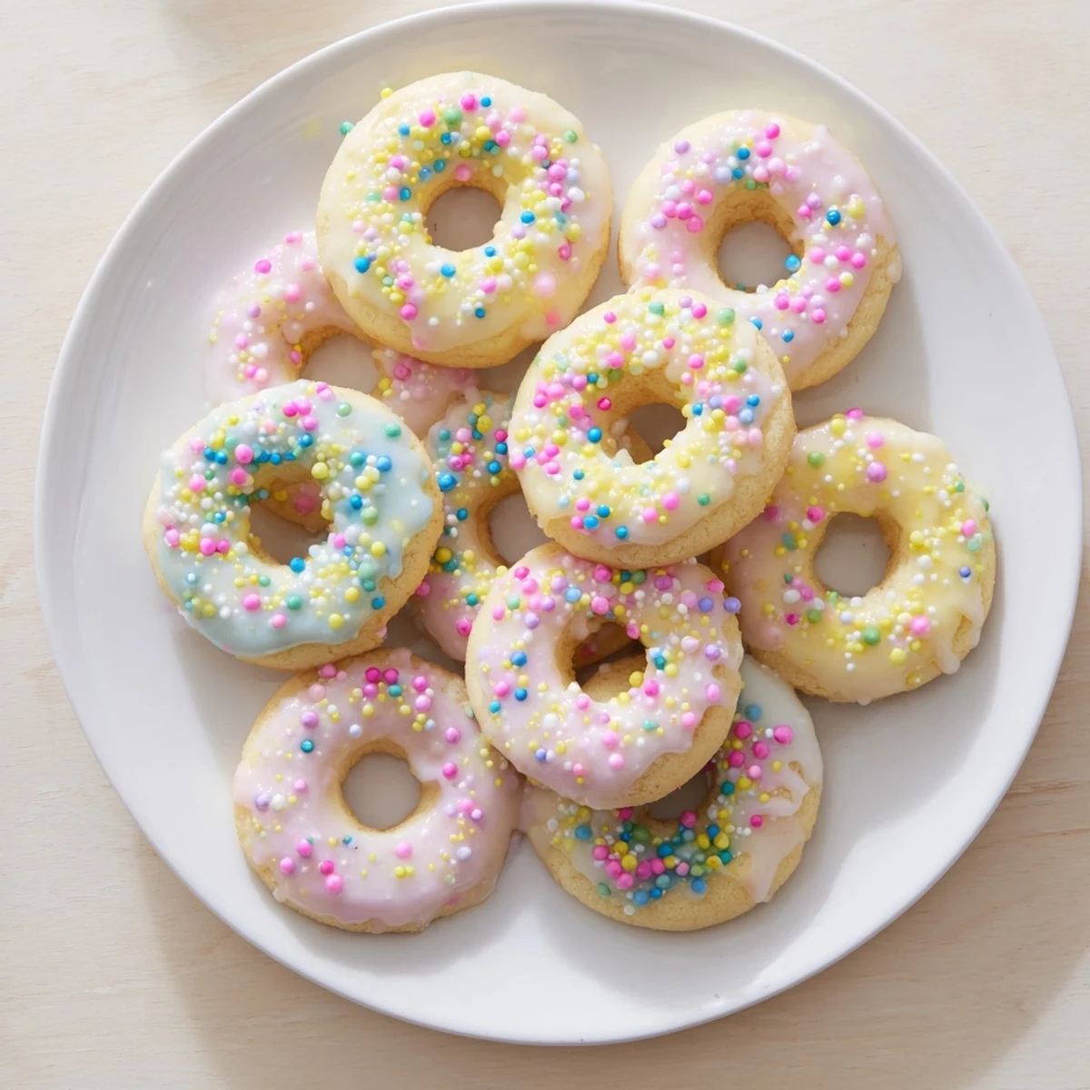 Soft Italian Easter cookies topped with white icing and colorful pastel sprinkles