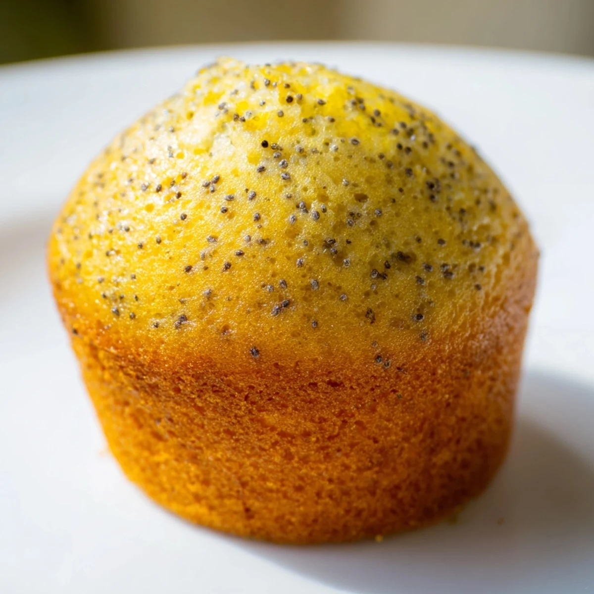 Golden lemon poppy seed muffins with domed tops cooling on a wire rack, ready for breakfast