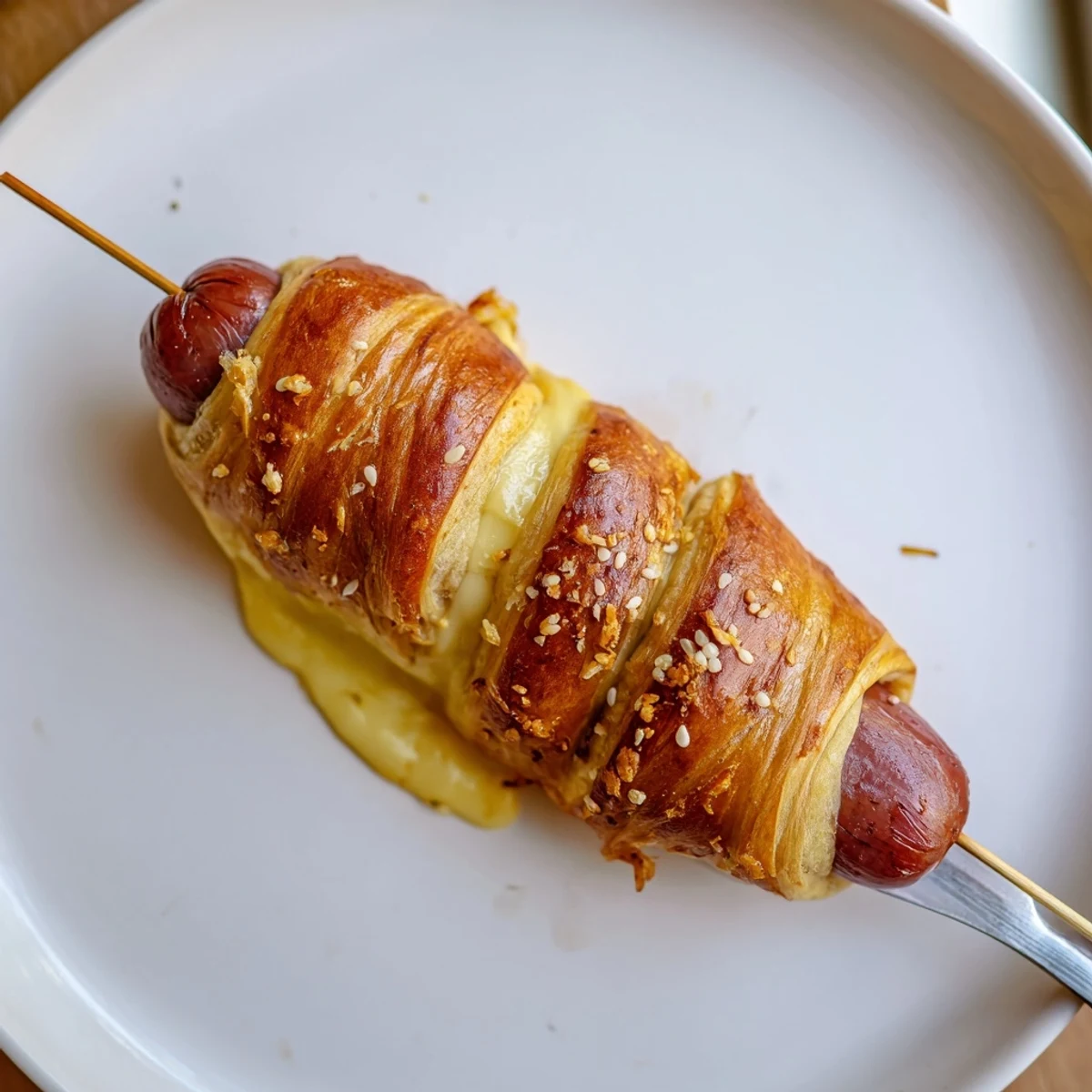 Firecracker Hot Dogs fresh from oven, golden dough, buttery aroma, party-ready