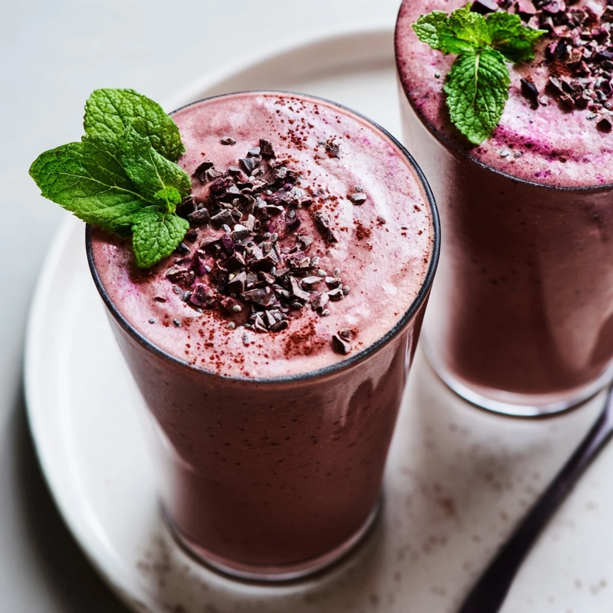 Earthy Chocolate Beet Smoothie chilled, creamy banana base with hint of vanilla