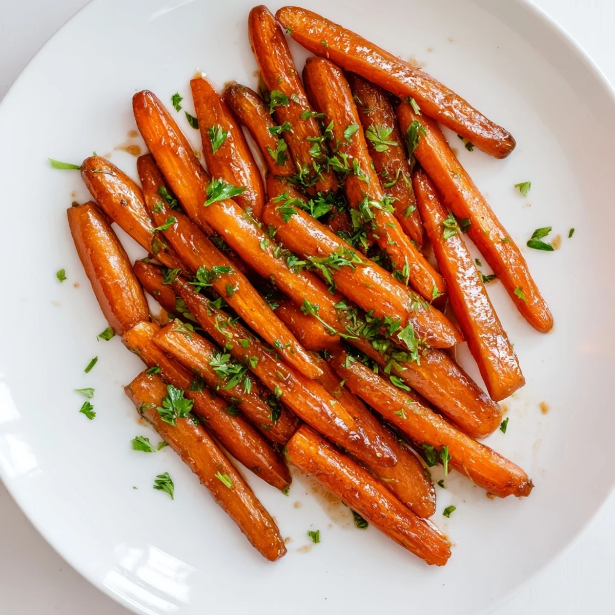 Caramelized honey glazed carrots side dish with glossy sheen ready for holiday dinner table