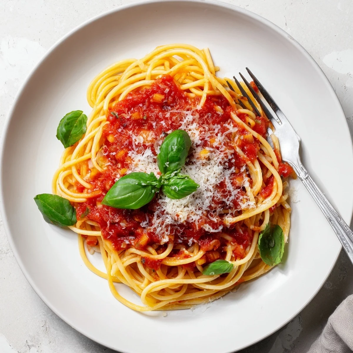 Classic pasta dish featuring al dente noodles in flavorful herb tomato sauce