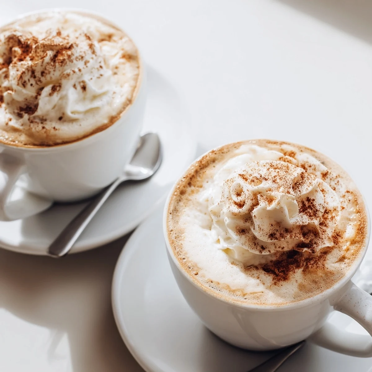 Mug of Cozy Winter Lattes with frothy spiced milk, maple sweetness