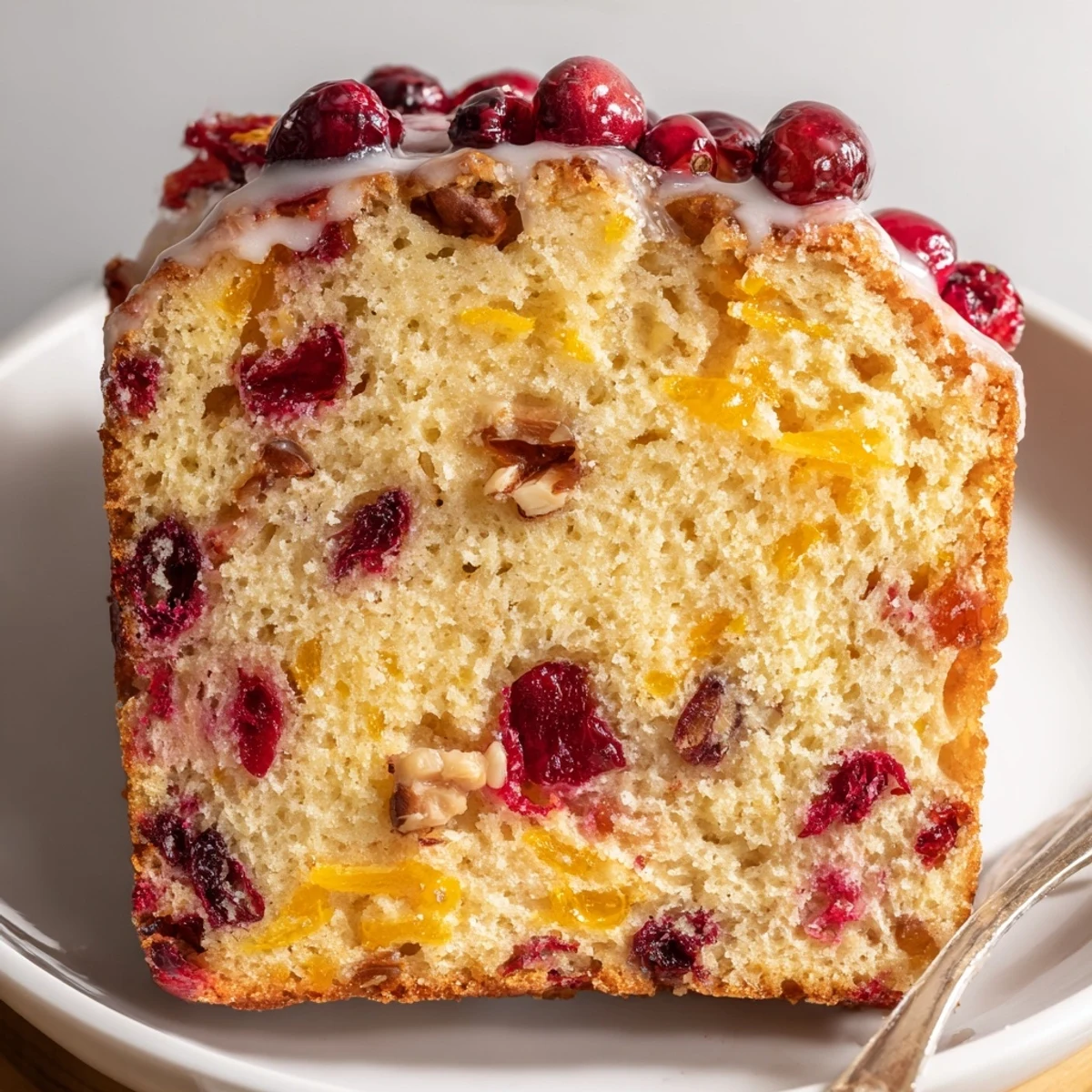 Cranberry Orange Bread steaming on cooling rack, tart berries and citrus aroma