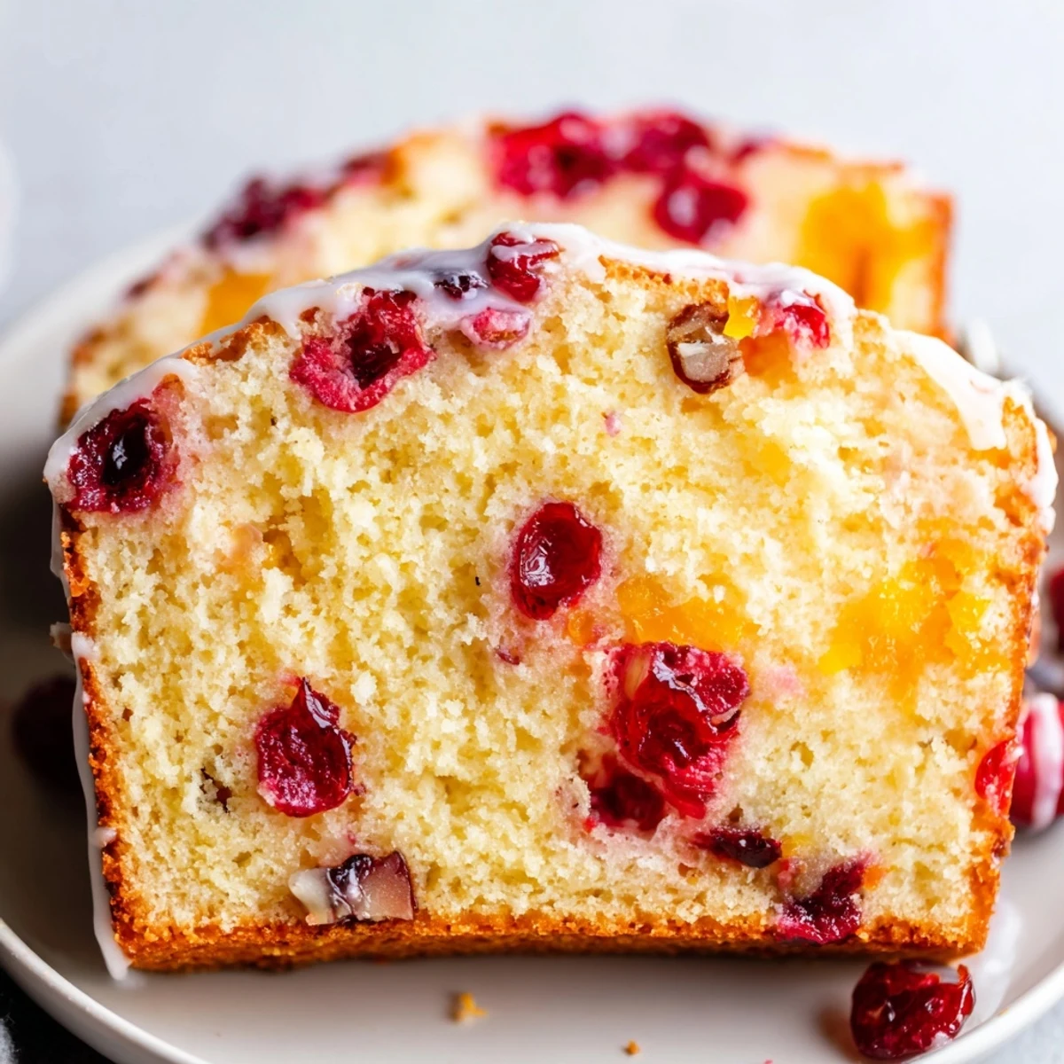 Warm Cranberry Orange Bread loaf photographed beside mug of morning coffee