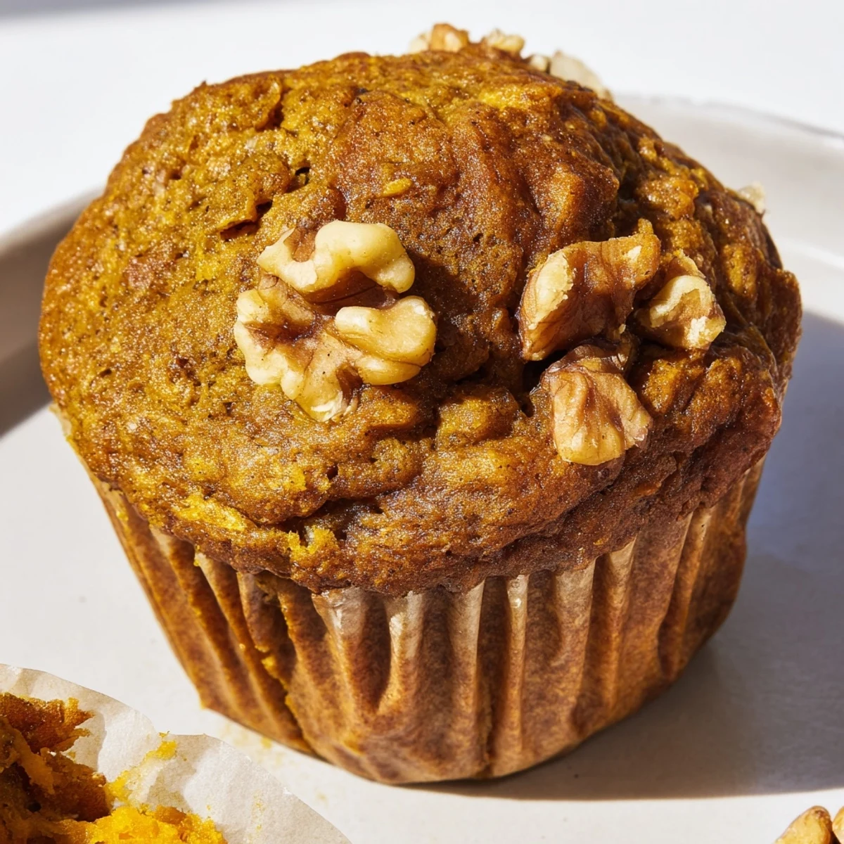 Moist breakfast muffins made with roasted squash and sweet bananas, fresh from the oven