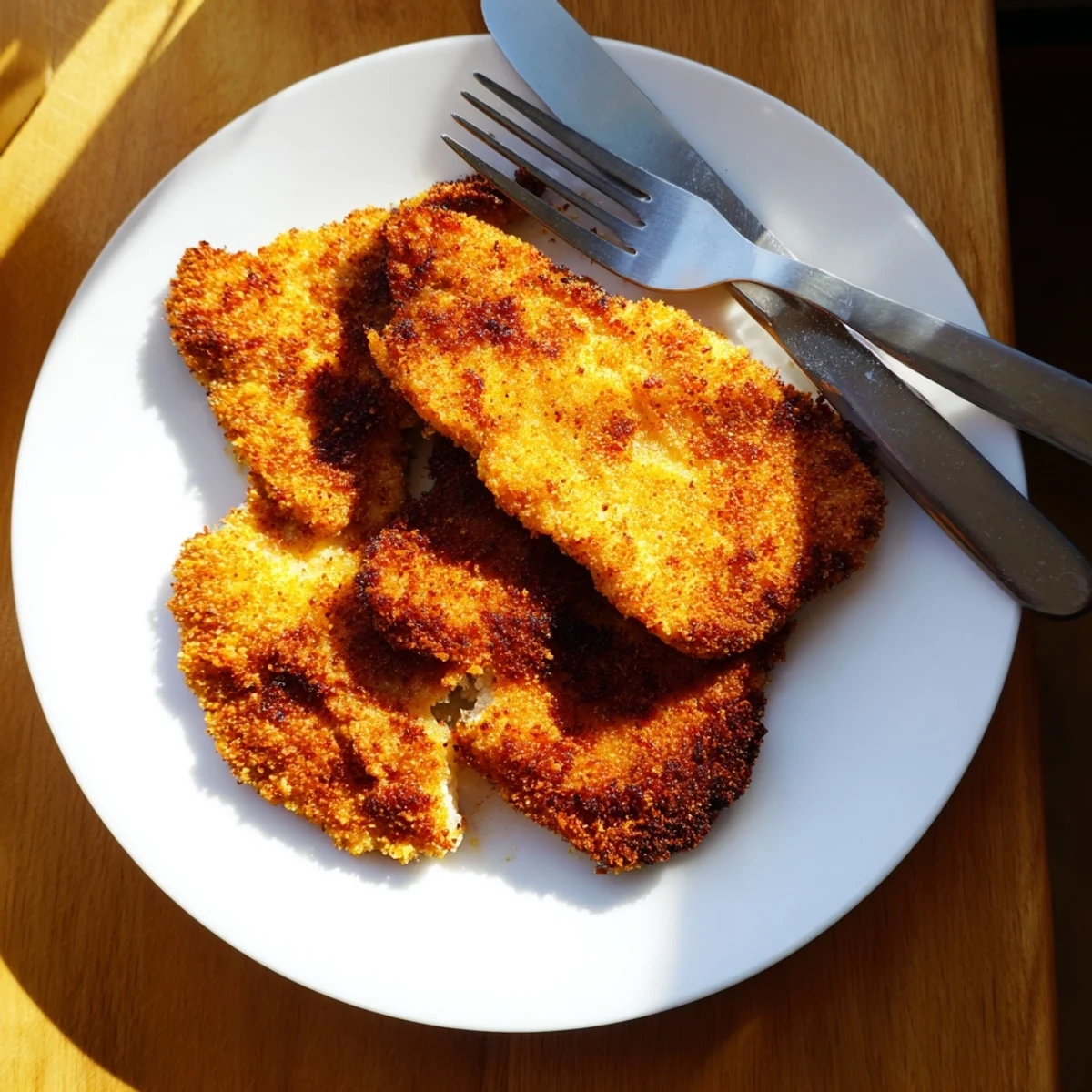 Homemade fried chicken breast featuring crunchy seasoned coating and tender flavorful meat