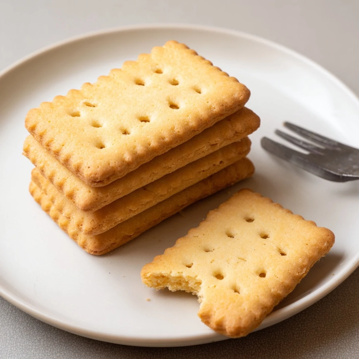 Crispy buttery Petit Beurre biscuits fresh from the oven on a wire cooling rack